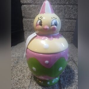 New Johanna Parker Carnival Cottage Easter Chick Jar Canister